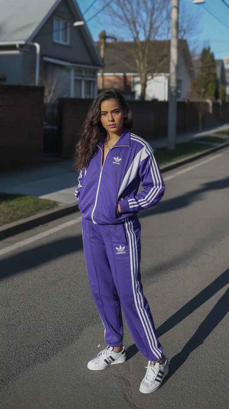spring sport outfits for women Classic Purple Tracksuit Made for Outdoor Spring Days