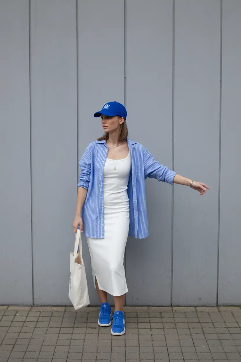 spring outfit for Saturday Sporty Blue Layers