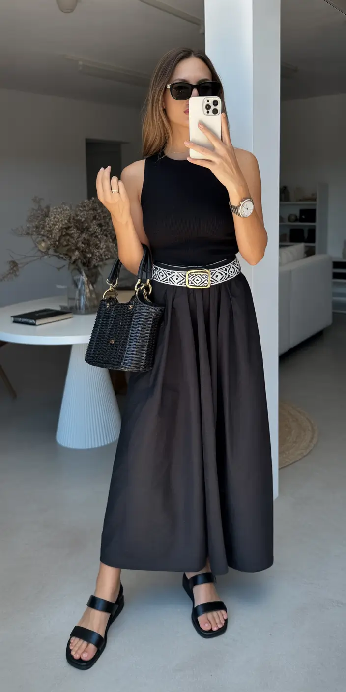 spring outfit for Saturday Minimal Black Elegance
