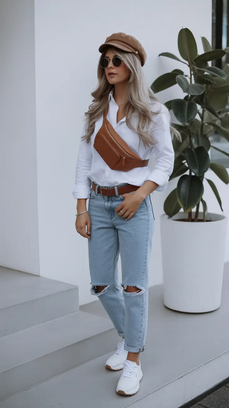 spring outfit for Saturday Classic Denim and White