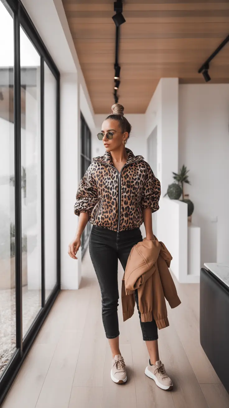spring outfit for Saturday Animal Print Errands Look