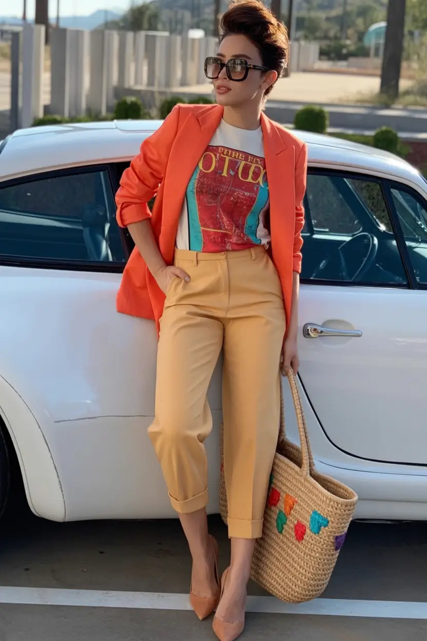 spring outfits streetwear Bold Color Tailoring to Close the Season