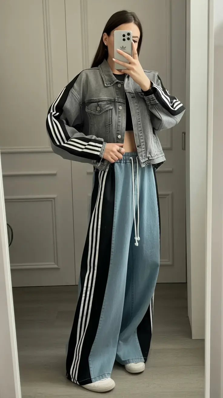 spring outfits streetwear Sporty Denim Layers with a Y2K Echo