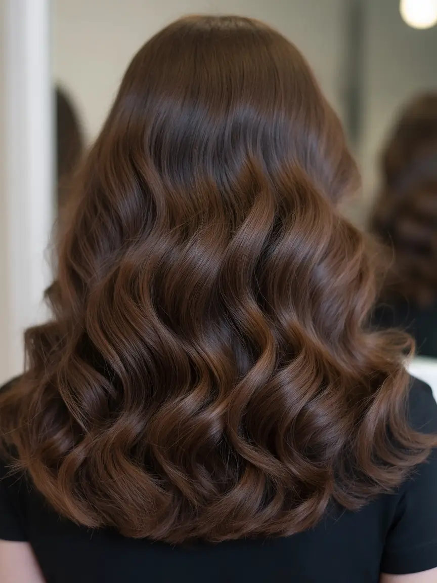 spring brunette hair color Rich Dark Brunette Waves With Soft Spring Movement