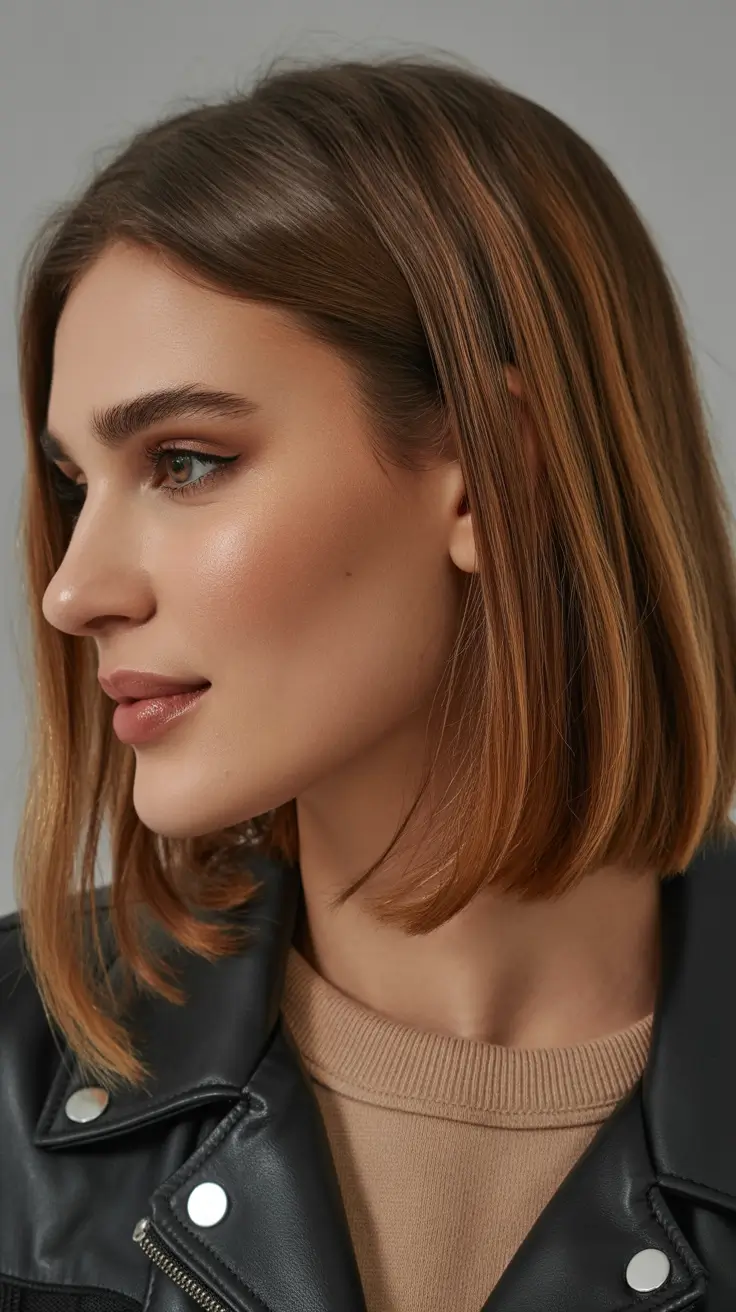 spring brunette hair color Warm Copper-leaning Brunette Bob for a Bold Spring Shift