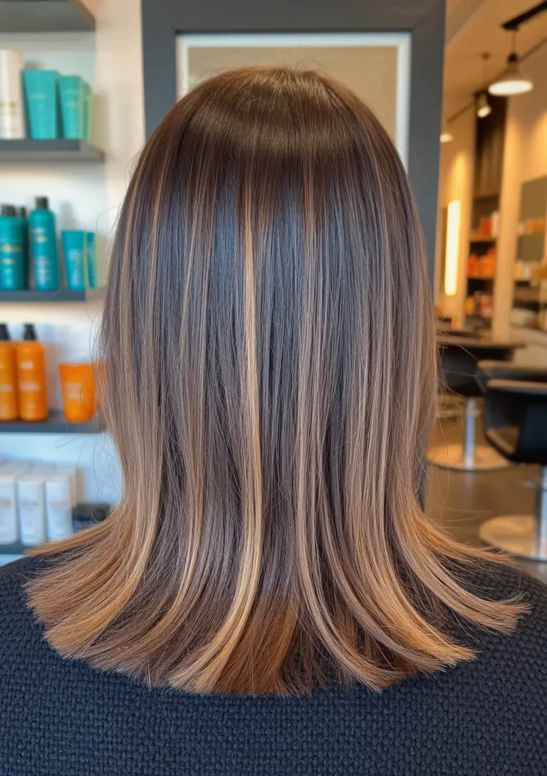 spring brunette hair color Short Brunette Bob With Balayage Caramel Ends