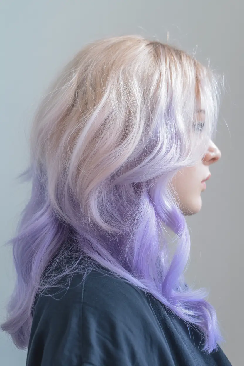 spring long haircut Pastel Lilac Length With Soft Flowing Layers