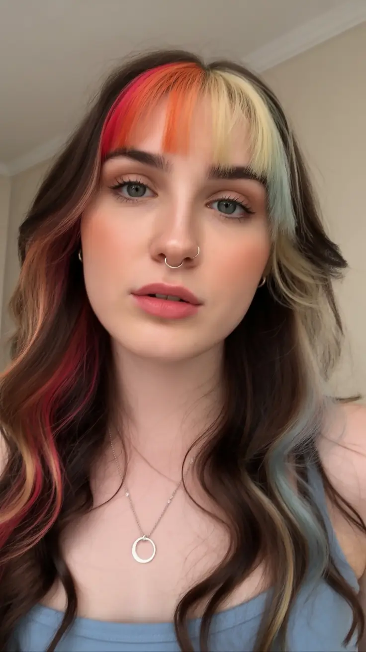 spring long haircut Long Layers With Multi-Color Fringe and Soft Waves