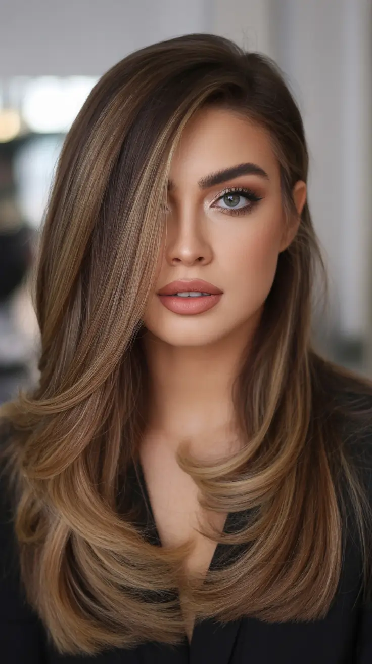 spring hair color for tan skin Cool Mocha Brunette With Beige Blonde Face Frame