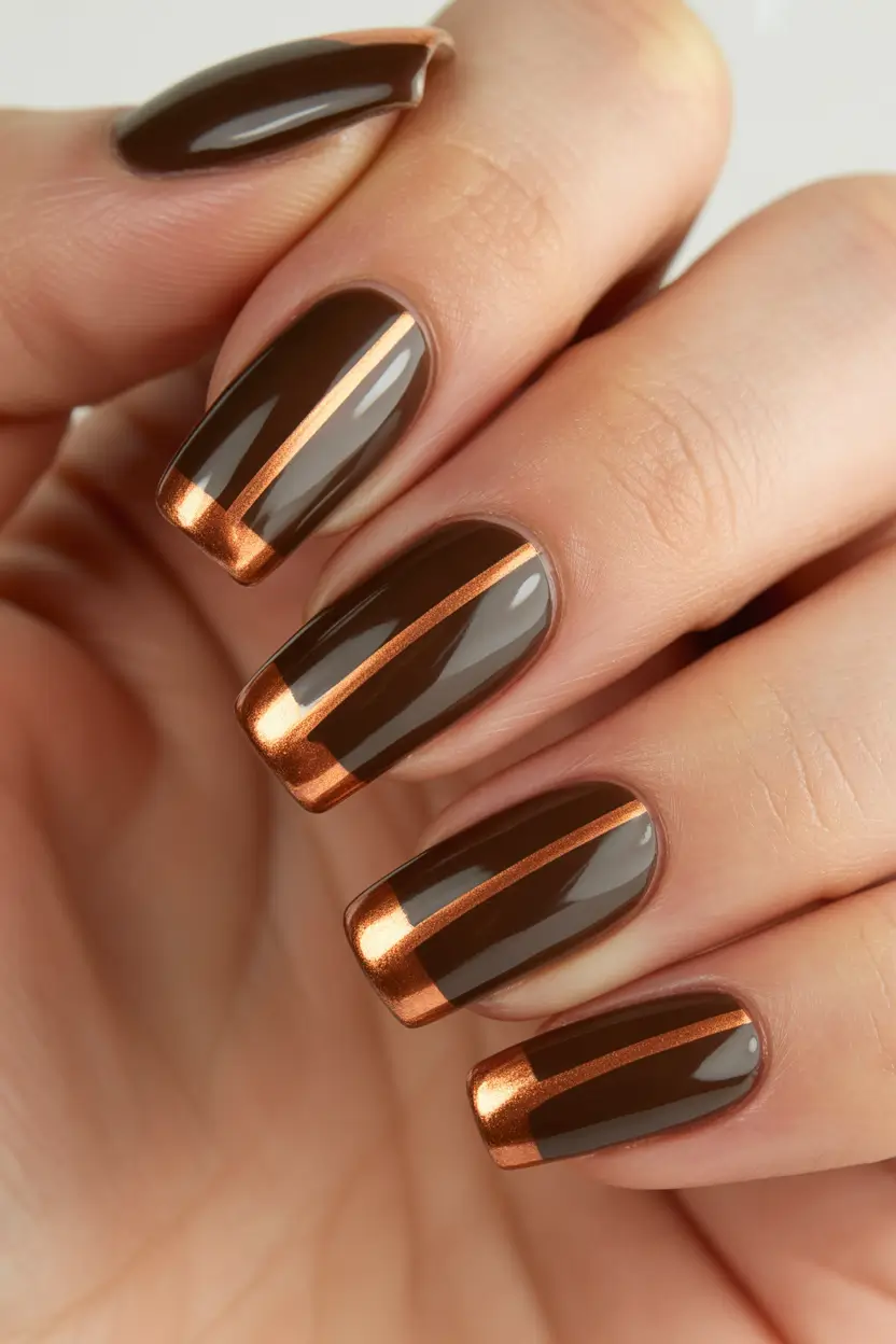 spring nail colors Chocolate Gloss With Copper Edge