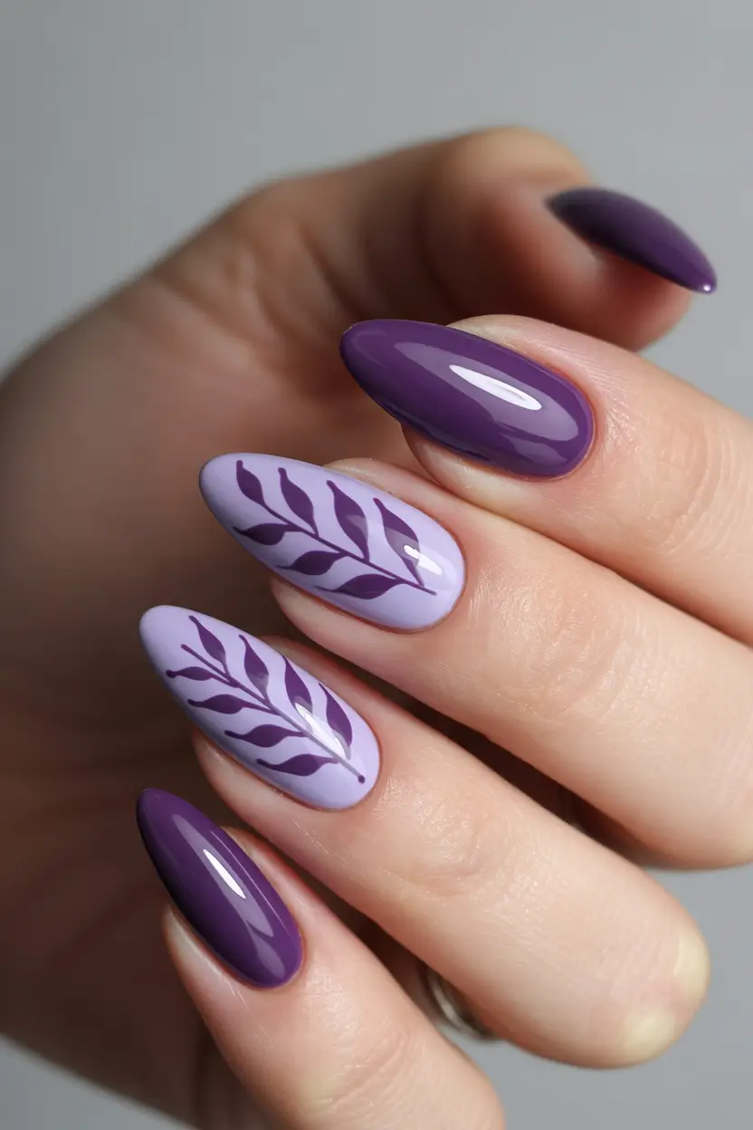 spring nail colors Lavender And Plum Leaf Harmony