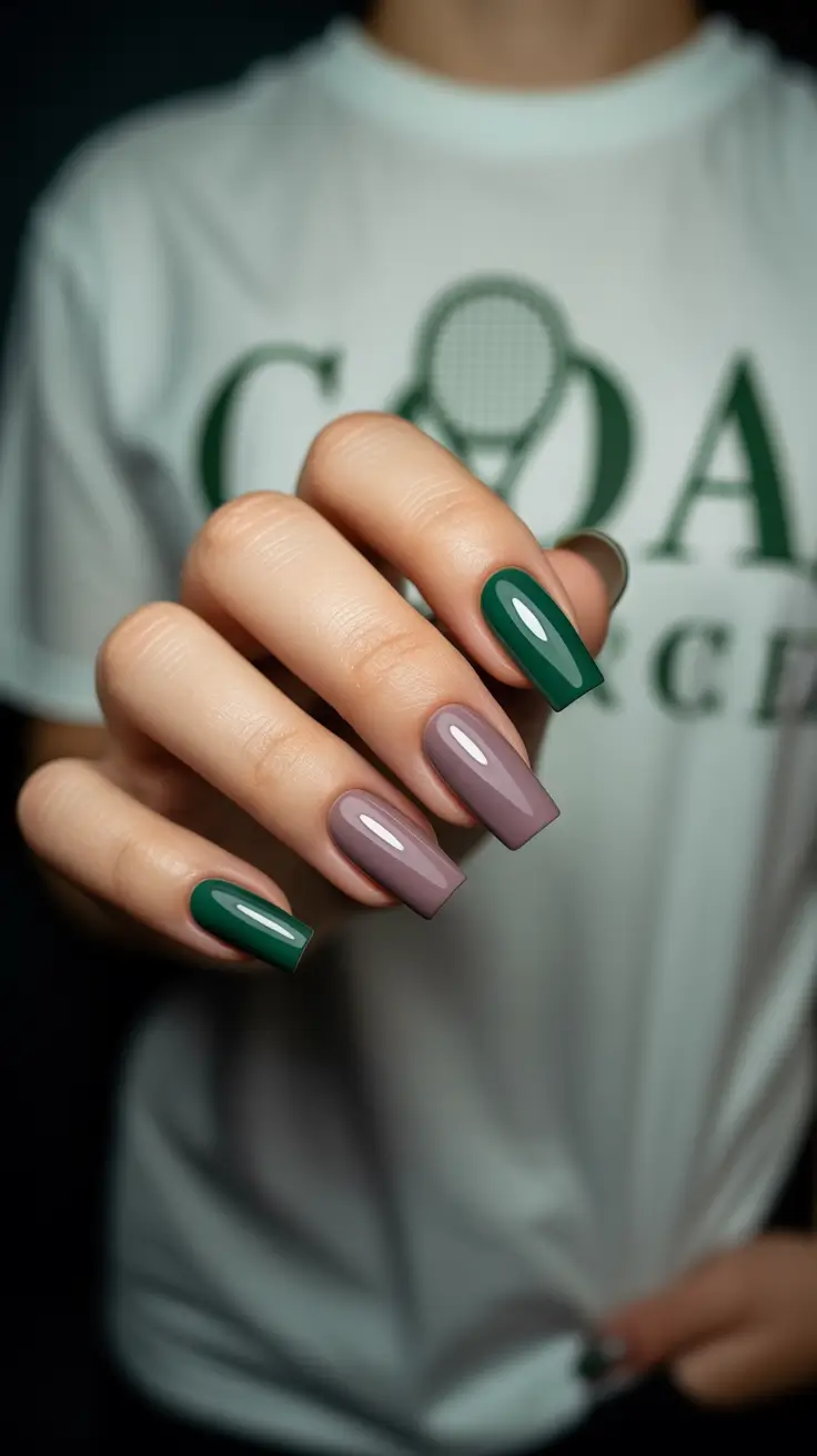 spring nail colors Forest And Mauve Modern Contrast