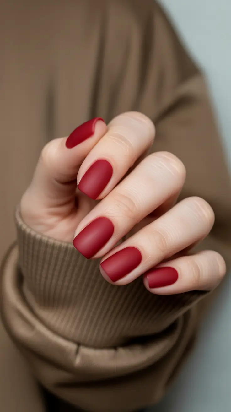 spring nail colors Velvet Matte Crimson
