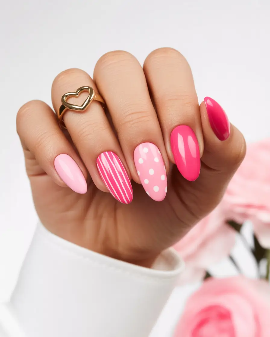spring nails pink Playful Pink Mix and Match Nails That Bring Back Joy