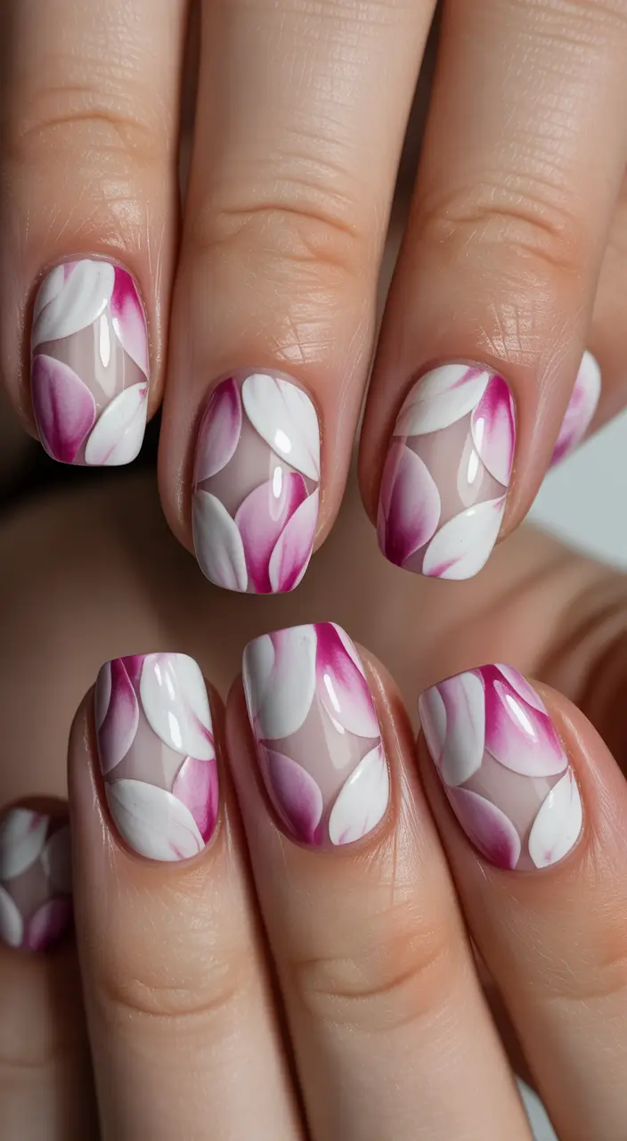 spring nails pink Soft Petal Overlay Nails Inspired by Spring Blossoms