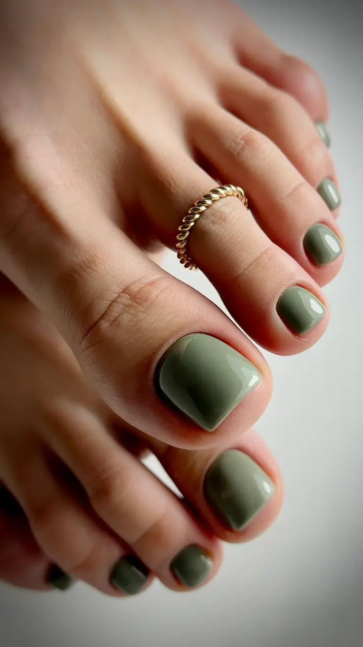 spring toe nail color Muted Sage Simplicity for Everyday Pedicures 2026