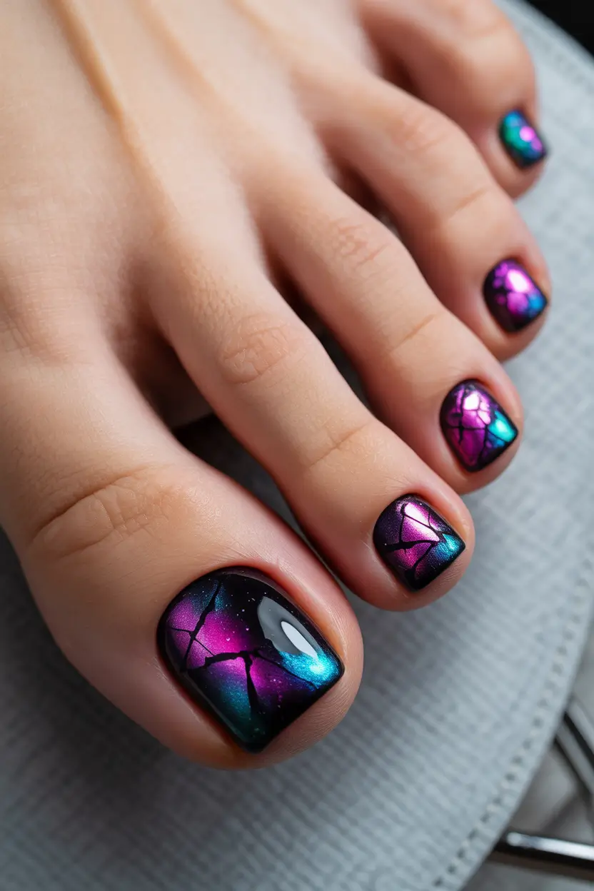spring toe nail color Galaxy Gradient Pedicure Bringing Night Sky Drama to Spring