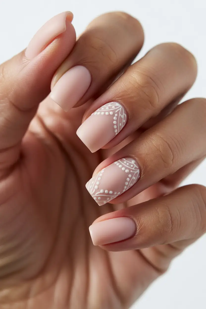 spring wedding nails Soft Blush Lace Nails For A Timeless Bride Square Moment