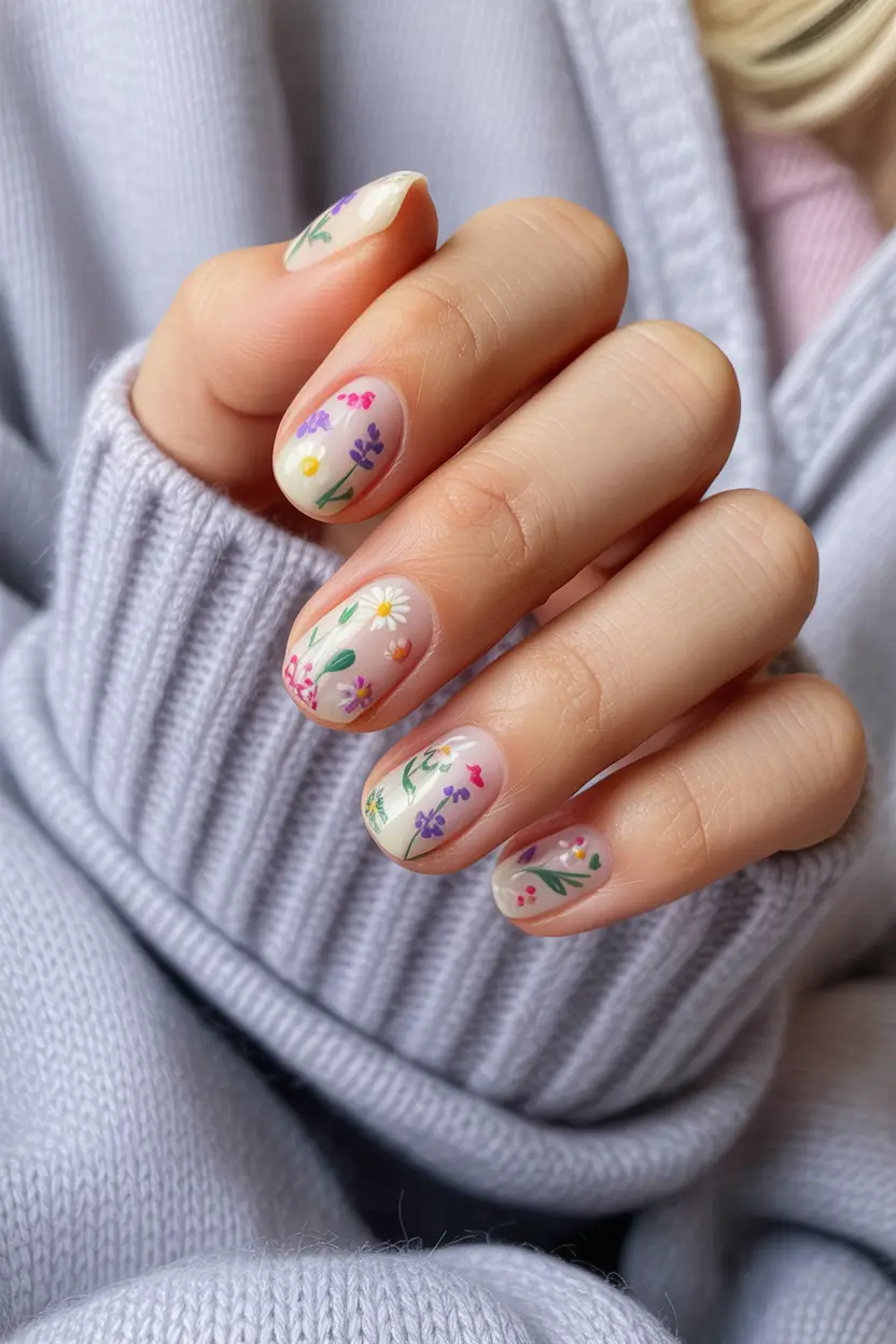 spring wedding nails Wildflower Garden Nails To Finish The Spring Wedding Story