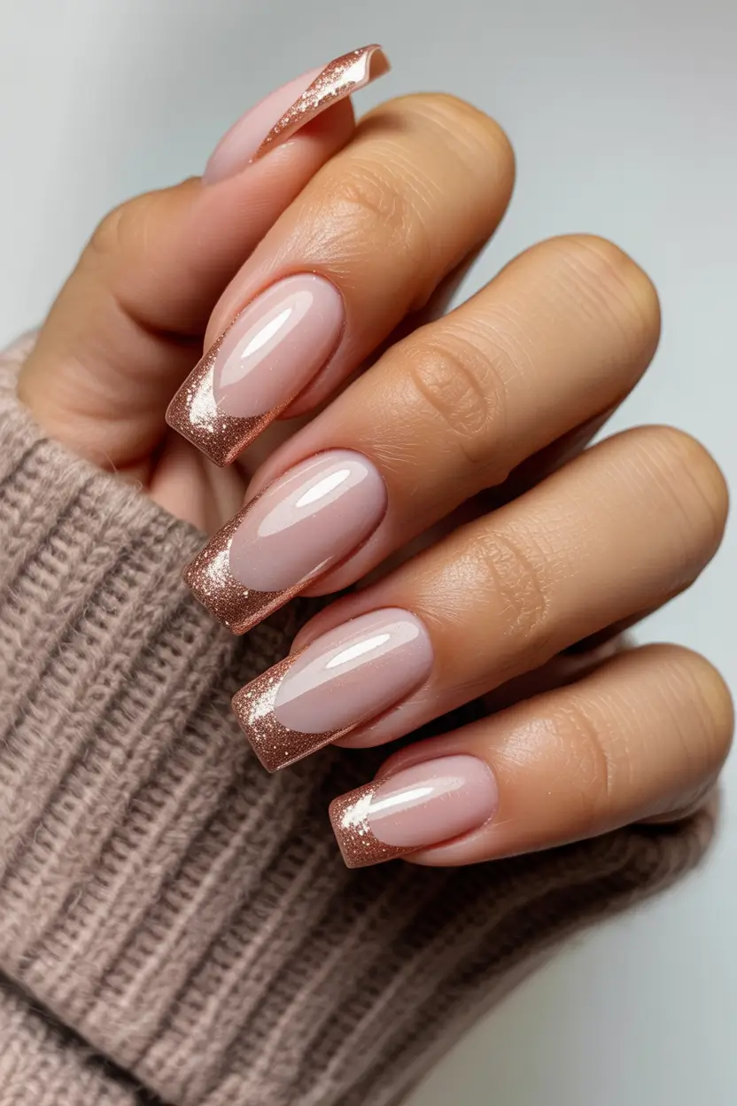 spring wedding nails Rose Gold French Elegance With A Modern Bridal Glow