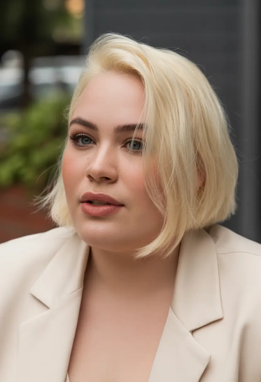 Spring Haircuts for Chubby Faces Classic Short Bob With Sleek Blonde Minimalism