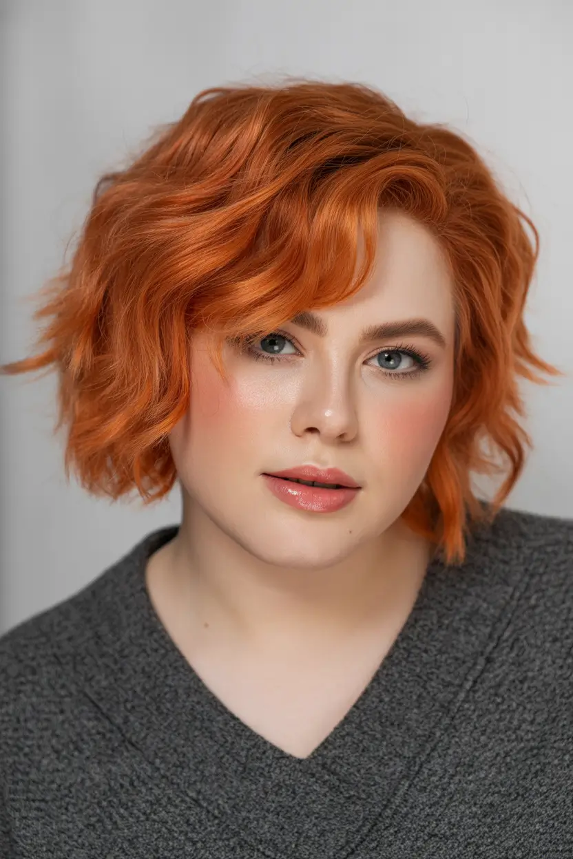 Spring Haircuts for Chubby Faces Edgy Copper Short Cut With Bold Texture
