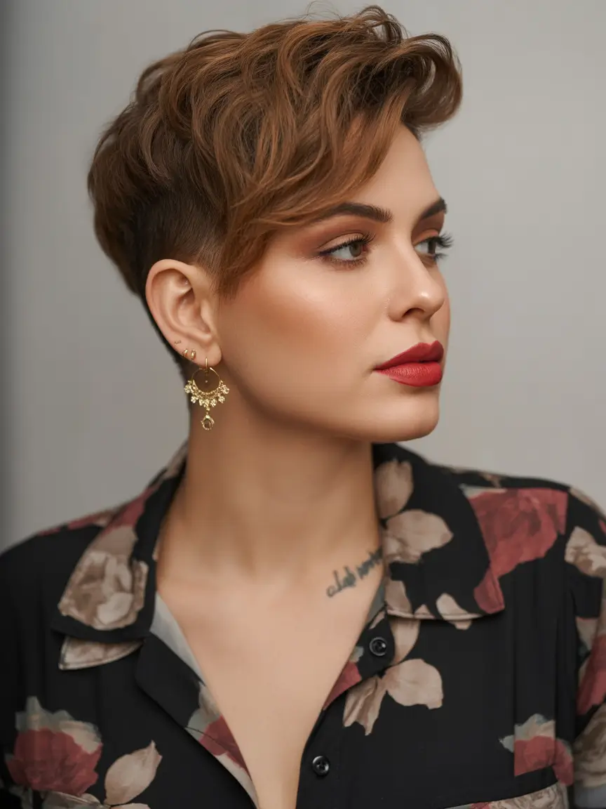 Spring Haircuts for Chubby Faces Warm Copper Crop With Side Movement