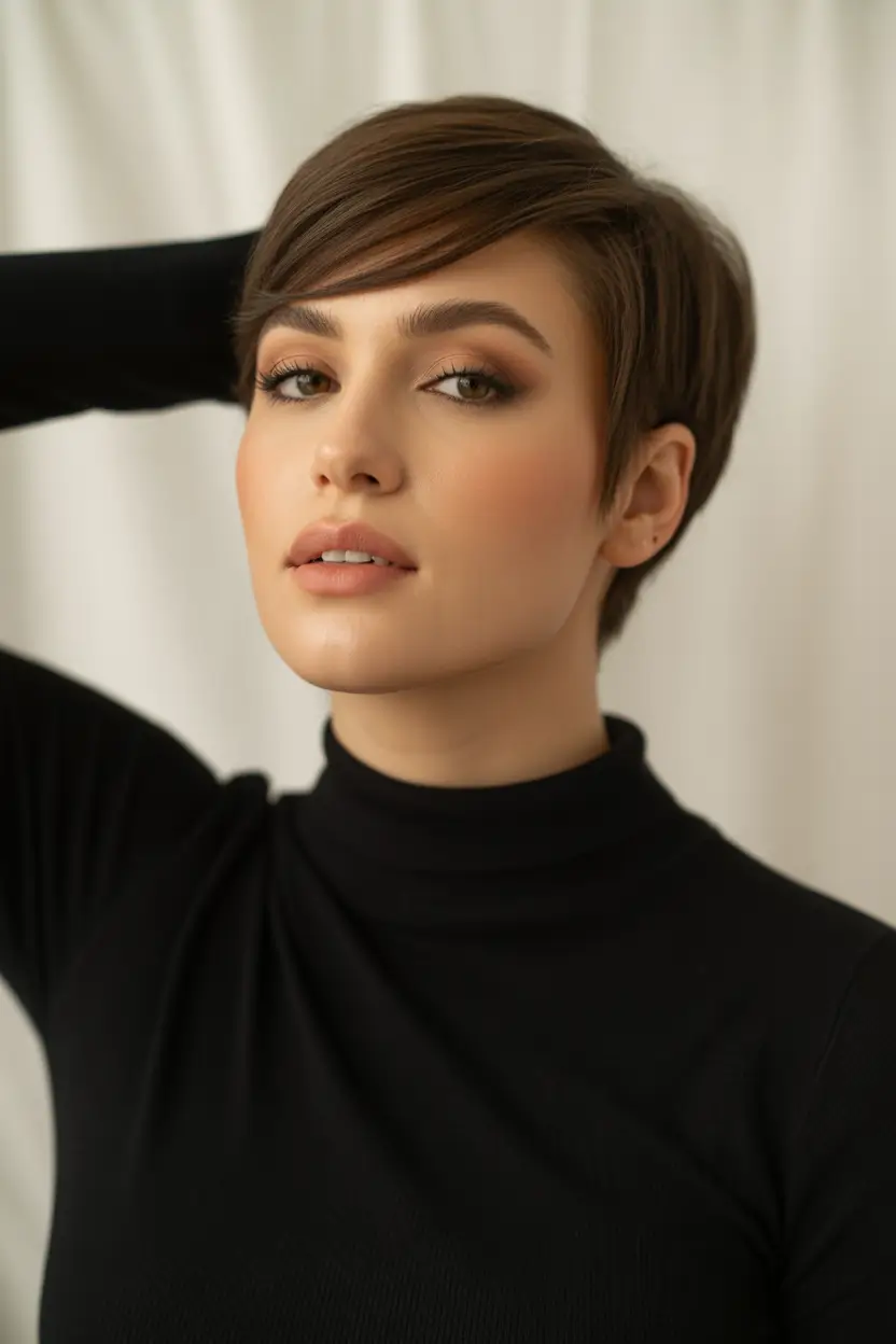Spring Haircuts for Chubby Faces Long Pixie With Sleek Side Drama