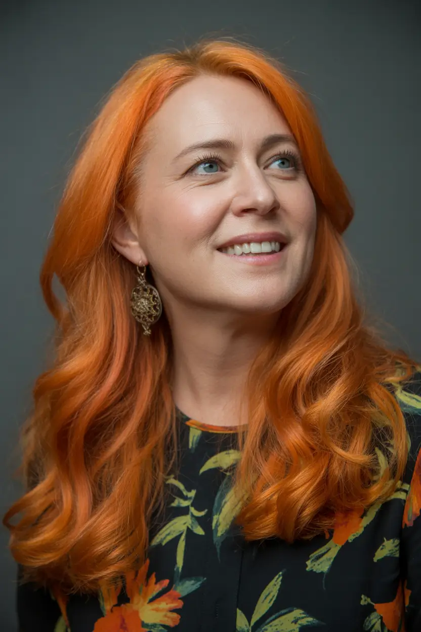 spring Haircuts for Women Over 50 Long Ginger Layers With Big Soft Volume