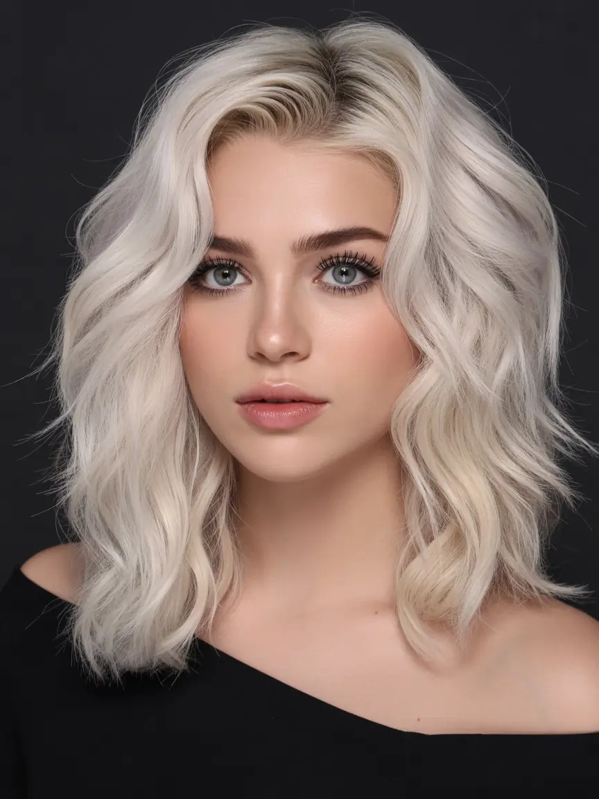spring mid length haircut Textured Platinum Waves With Modern Edge