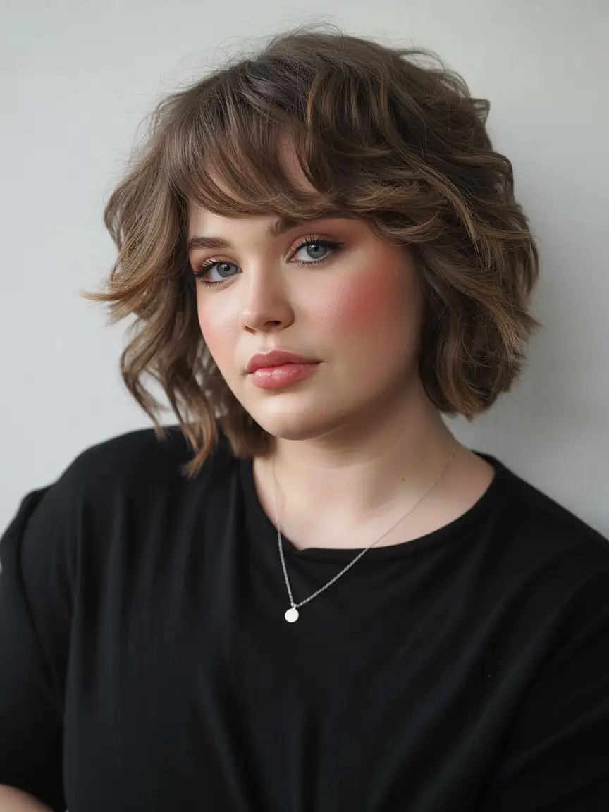 spring mid length haircut Textured Brunette Bob With Soft Rounded Layers