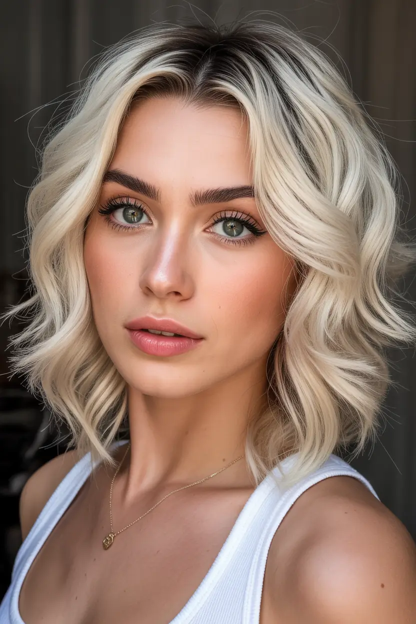 spring mid length haircut Soft Layered Blonde With Voluminous Waves