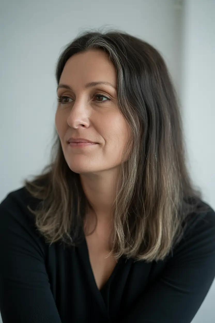 spring Haircuts for Women Over 40 Shoulder-Length Cut With Natural Silver Dimension