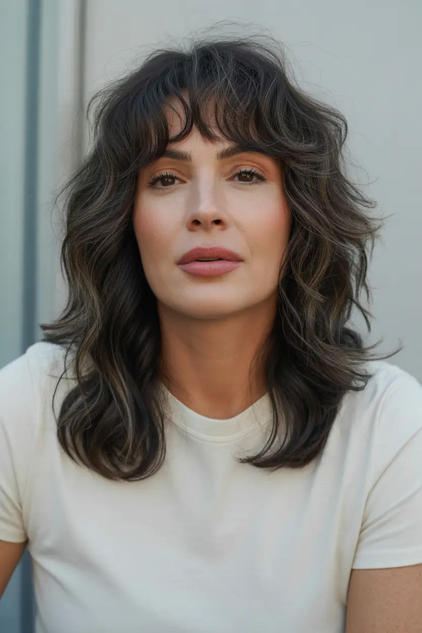spring Haircuts for Women Over 40 Relaxed Medium Shag With Soft Bangs