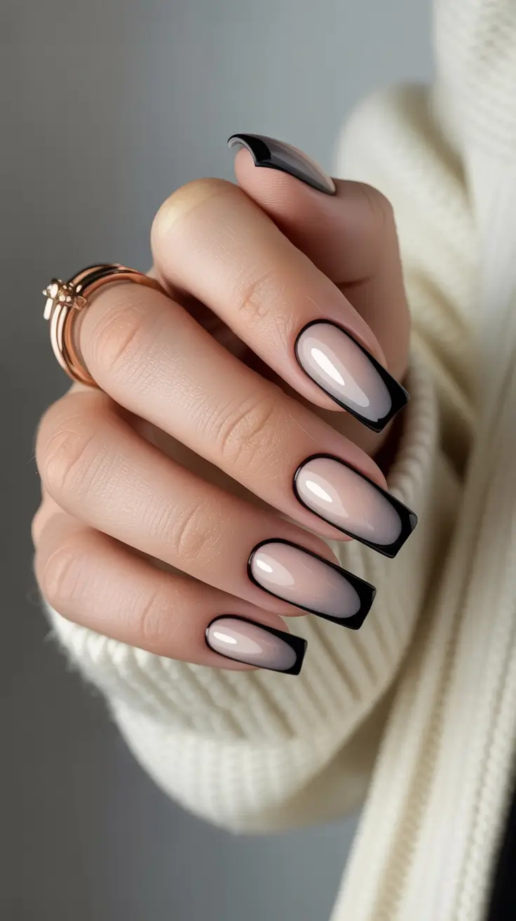 spring vacation nails Black Frame French Manicure for Contemporary Minimal Drama