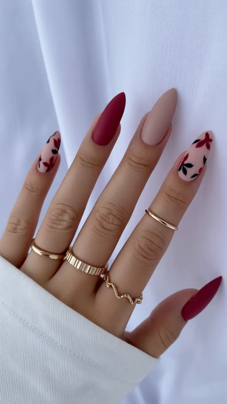 spring vacation nails Deep Cherry Minimal Nails That Feel Bold Yet Refined