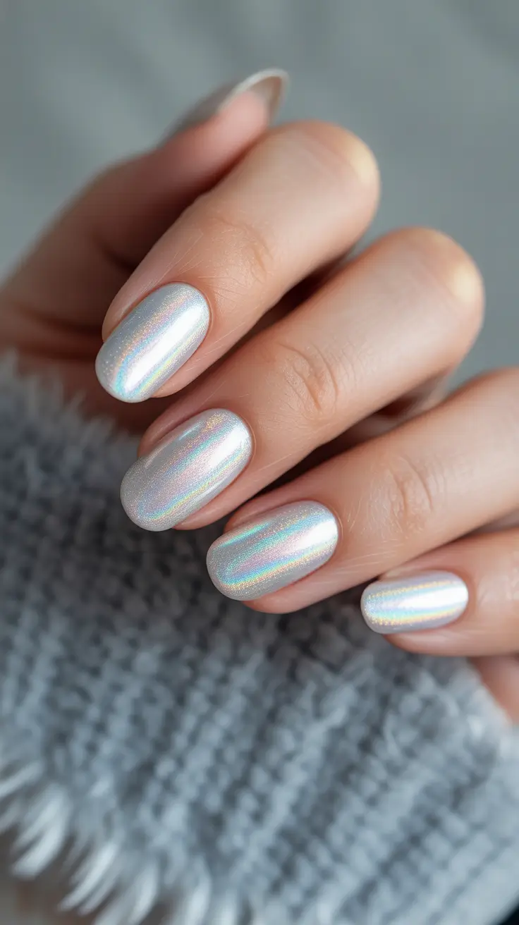 spring vacation nails Pearl Chrome Minimal Nails for Soft Futuristic Shine