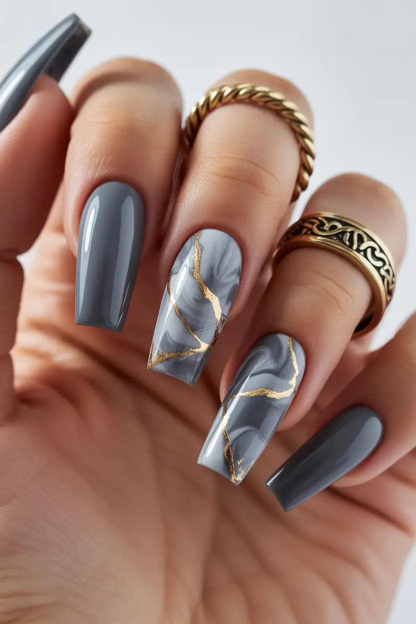 spring vacation nails Smoky Marble Elegance for Elevated Vacation Evenings
