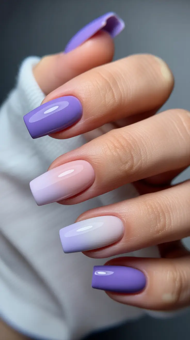 spring vacation nails Lavender Ombre Minimal Nails for Soft Spring Transitions