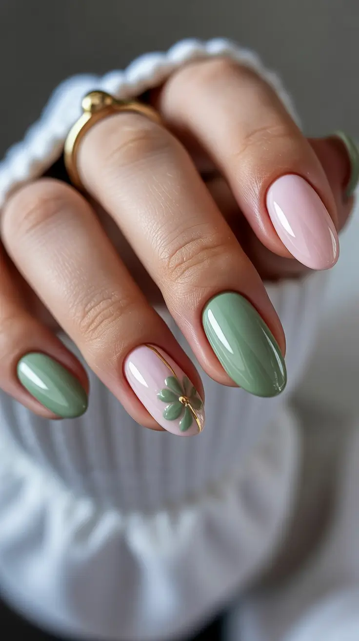 spring vacation nails Soft Sage Green Minimal Nails Inspired by Spring Nature