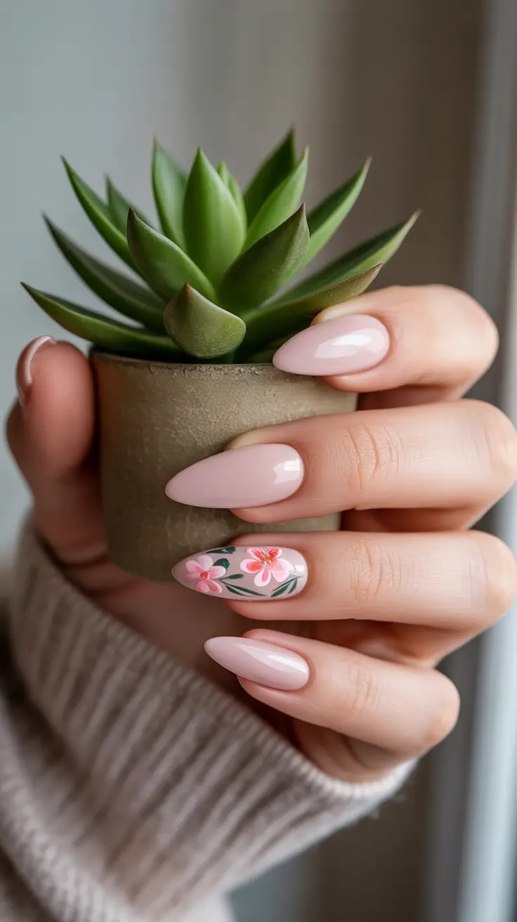 spring vacation nails Blush Pink Florals for Romantic Spring Escape Energy