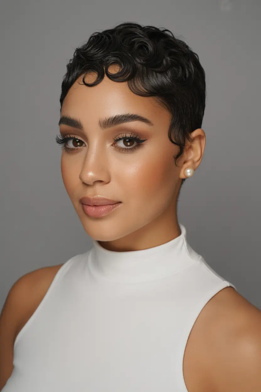 spring hairstyle black women Finger-Wave Pixie With Pearl Studs - Spring’s Most Polished Minimalist Moment