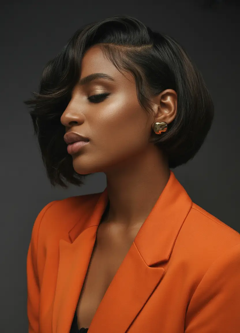 spring hairstyle black women Asymmetrical Sleek Bob With a Deep Side Part - The Power Cut of Spring