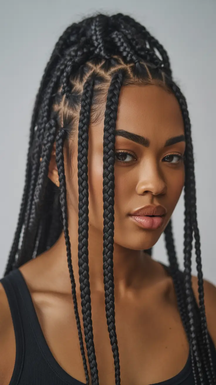 spring hairstyle black women High Braided Ponytail With Face-Framing Plaits - The Sleek Power Look