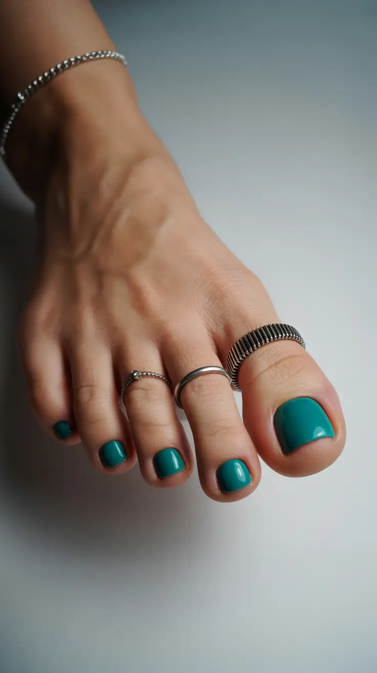 spring toe nails Emerald Gloss Pedicure That Feels Like Fresh Spring Energy