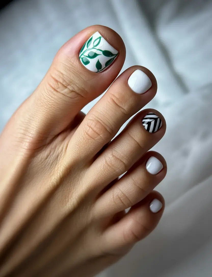 spring toe nails Modern Botanical Minimalism With Graphic Contrast