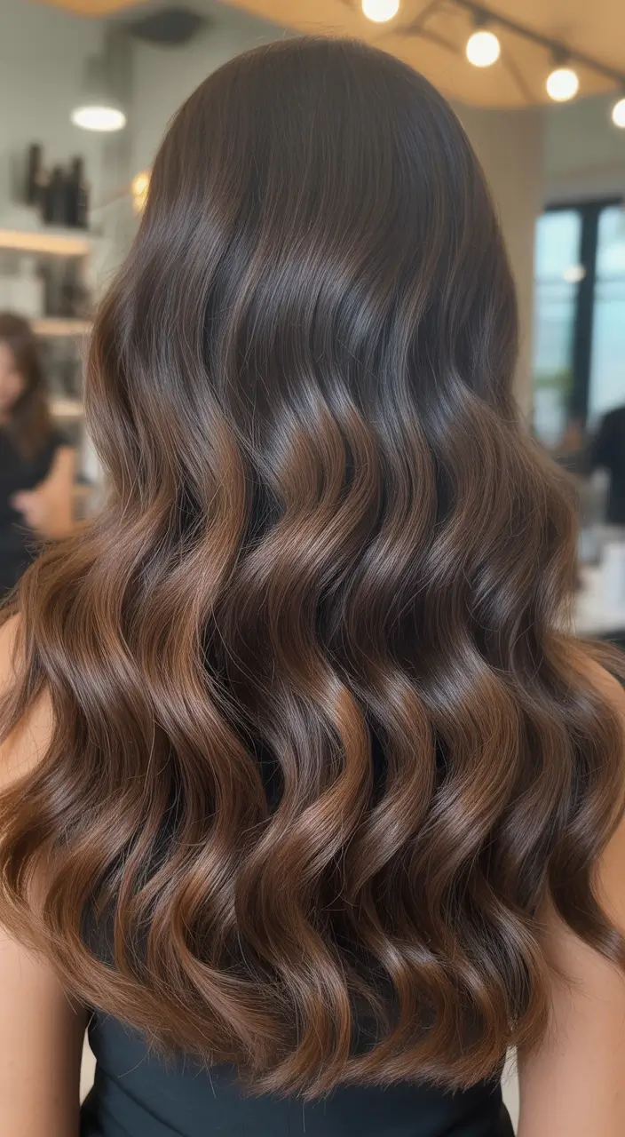 spring hair color light skin Solid Brown Waves With Caramel Depth And Salon Shine