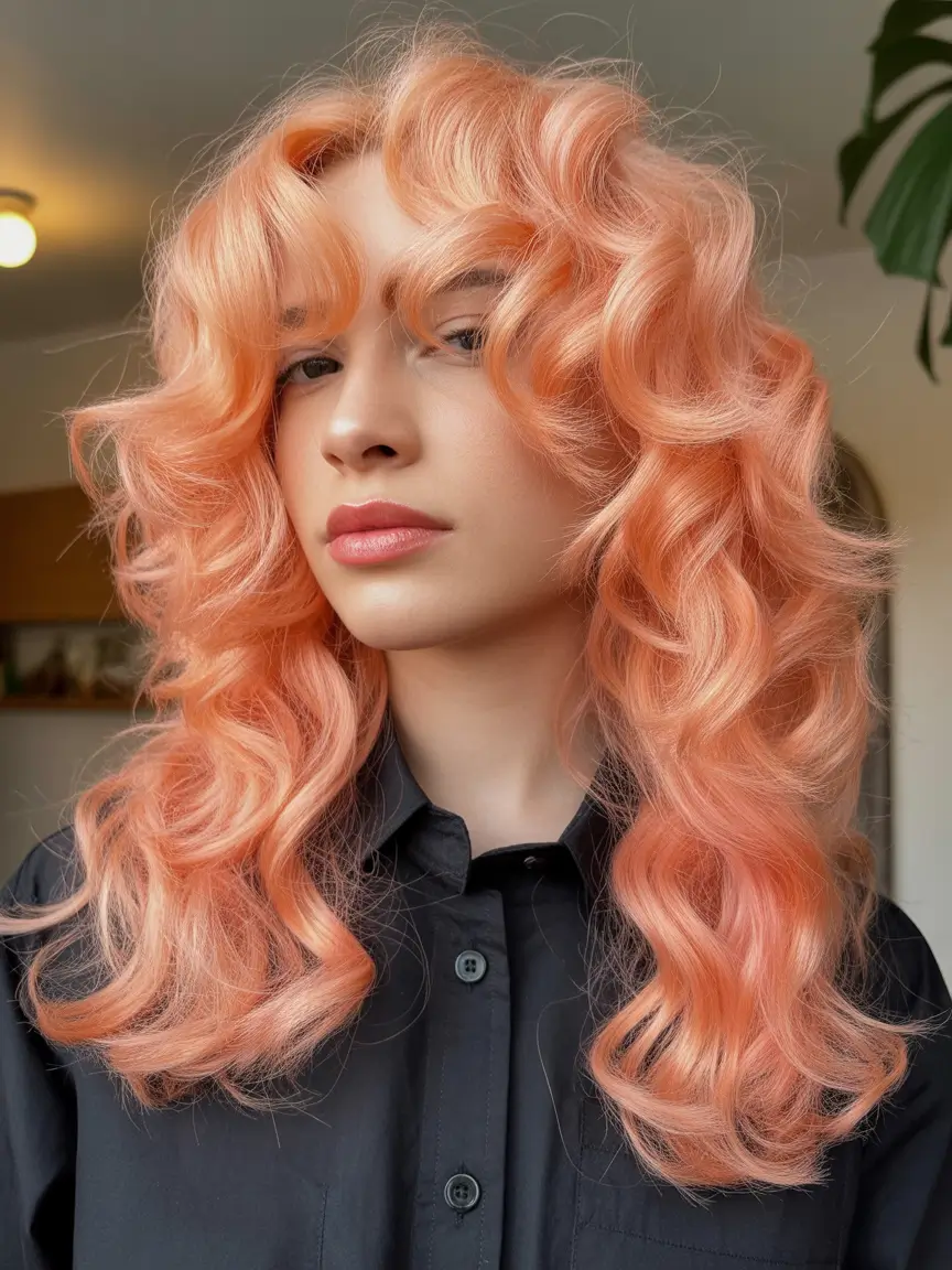 spring Hair Color Ideas to Look Younger Peachy Coral Voluminous Layers with Retro Energy