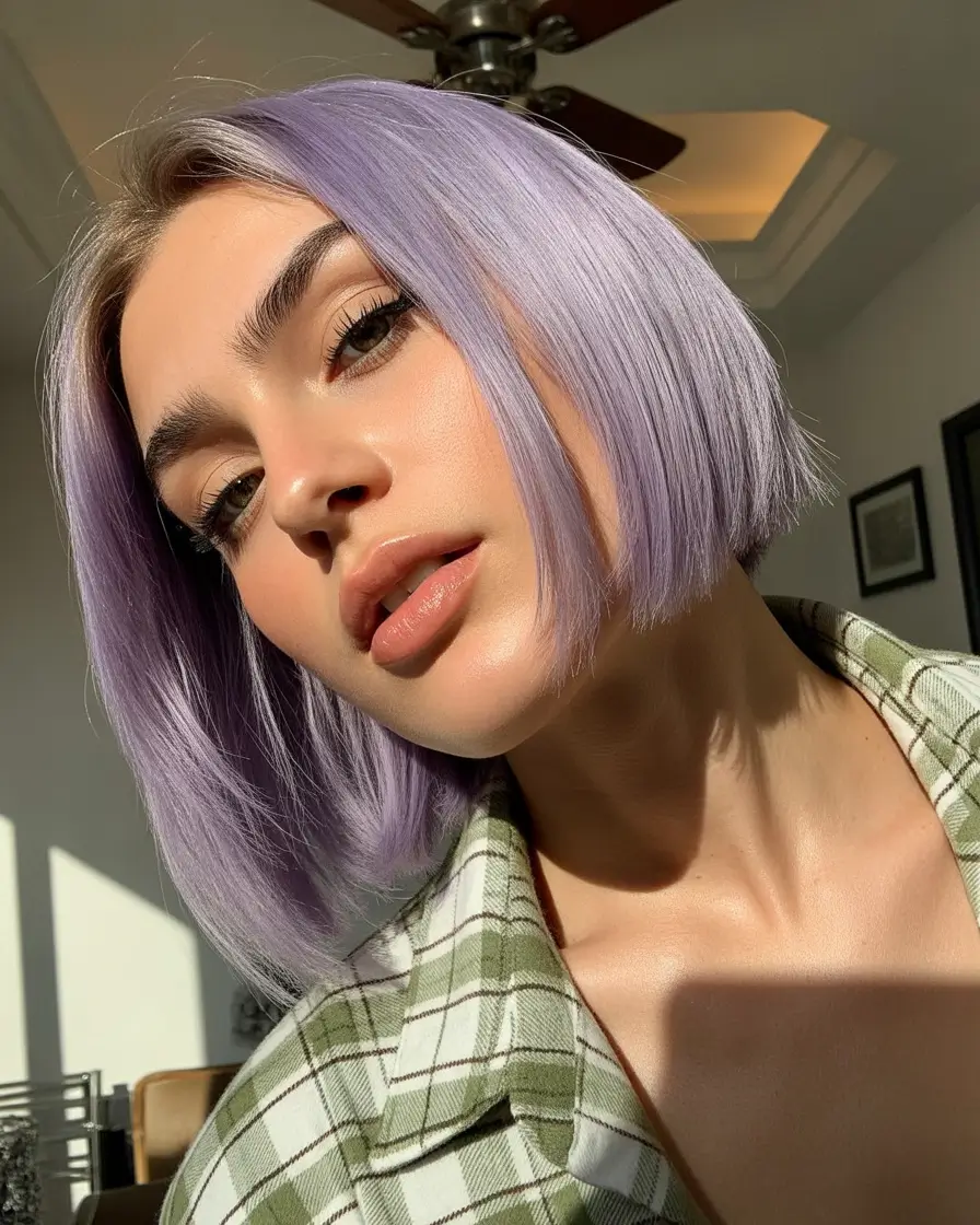 spring Hair Color Ideas to Look Younger Soft Lavender Chic Bob with Natural Glow