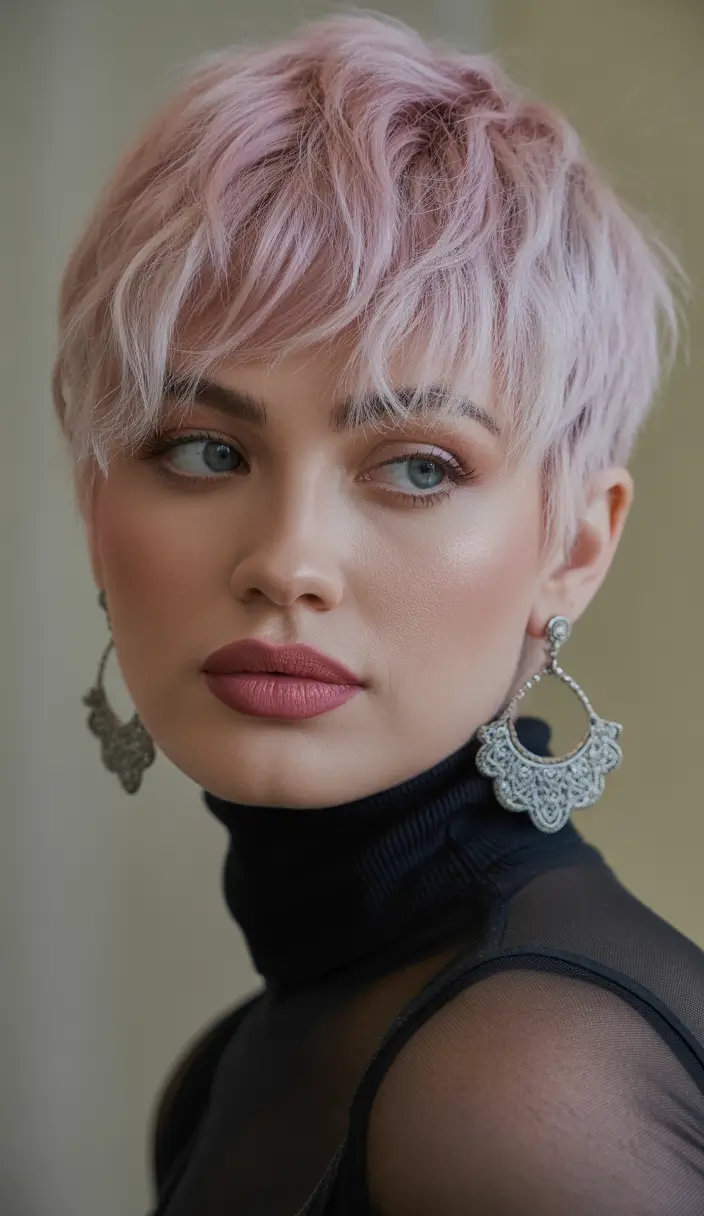 spring Hair Color Ideas to Look Younger Soft Rose Pixie with Textured Feminine Finish